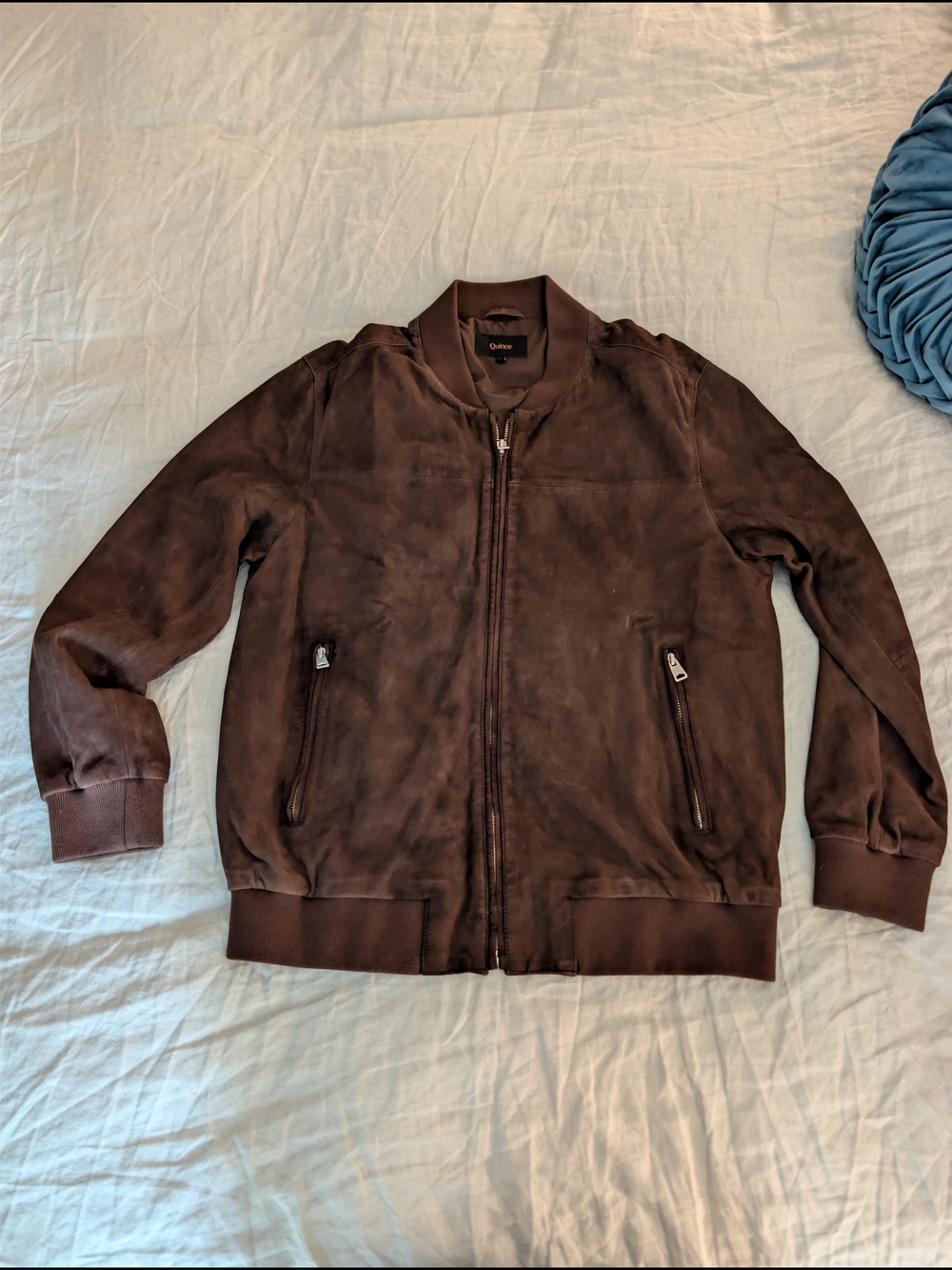 Quince NWOT Suede Bomber Jacket Large Chocolate Brown